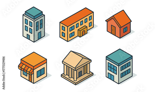 Isometric buildings: diverse urban architecture in modern design