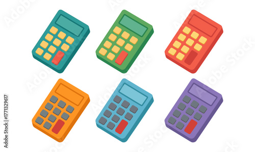 Colorful isometric calculators pattern for creative design projects