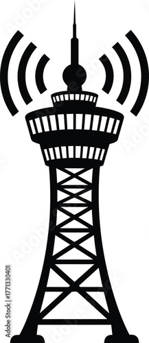 Communication tower vector icon antenna signal broadcast telecom tower