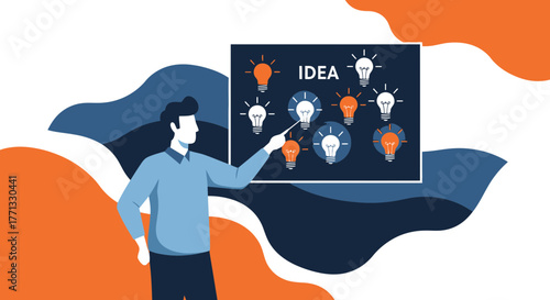 Innovative Person Presenting Creative Bright Idea Generation and Innovative Solutions