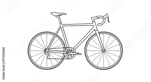 Fotografía Simple outline illustration of a classic road bicycle with drop handlebars