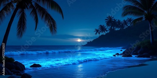 Fototapeta Naklejka Na Ścianę i Meble -  tropical beach at sunset