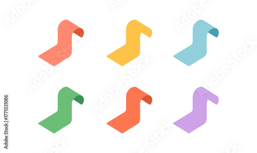 Colorful ribbon icons set: modern flat design elements in various shades