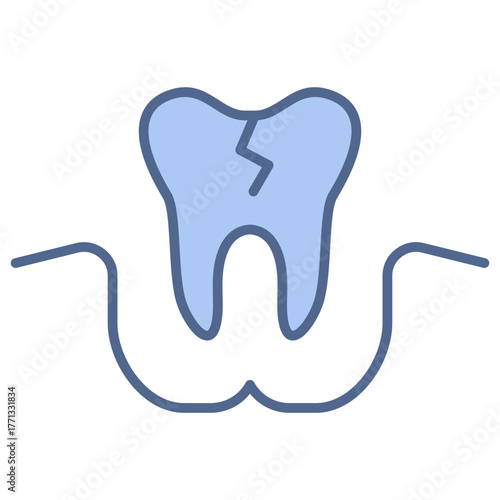 Broken Tooth Blue Icon