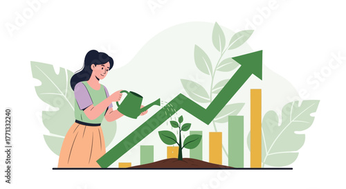 Nurturing Growth: A Visual Metaphor of Investment and Development in a Thriving Ecosystem