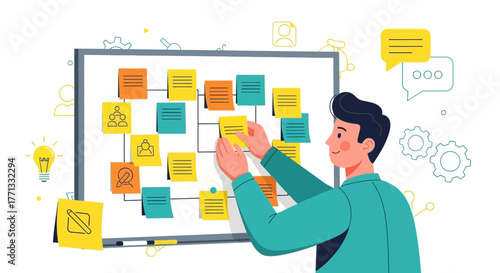 Strategy And Planning Illustration Shows An Efficient Project Management Process Visualization