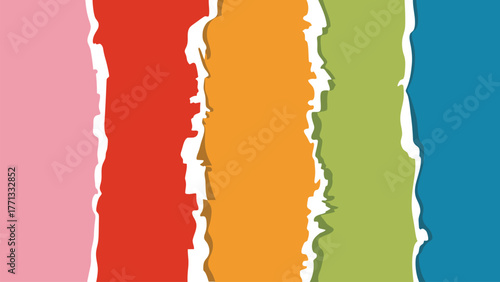 Bright colorful torn paper stripes abstract background texture pattern vector