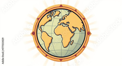 Abstract vector illustration of a lion head and a 3D easter egg on a green globe concept