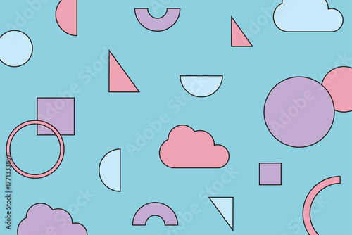 幾何学ポップな背景イラスト（ブルー）