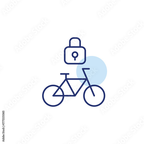 Bicycle and lock. Personal mobility safety and theft protection. Pixel perfect, editable stroke vector icon