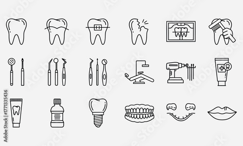 Dental Care and Orthodontic Treatment Icons A Comprehensive Collection for Health and Wellness