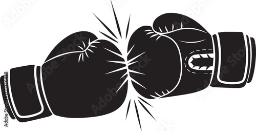 Iconic boxing gloves collide illustrating fight combat sport and competition punching power