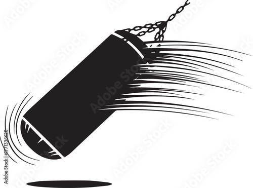 Dynamic black punching bag silhouette motion blur sport fitness action training fight