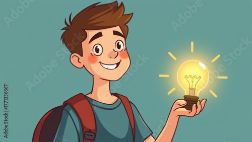 Businessman thinking of a bright idea with a lightbulb for business innovation and success