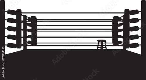 Boxing ring silhouette ready for championship match silhouette sport arena