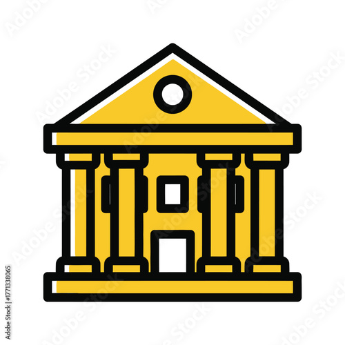 Simplified illustration of a classical building with columns and a pediment