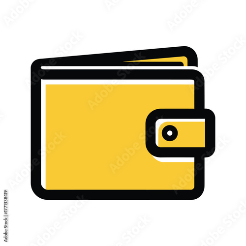 A simple illustration of a closed yellow and black wallet design
