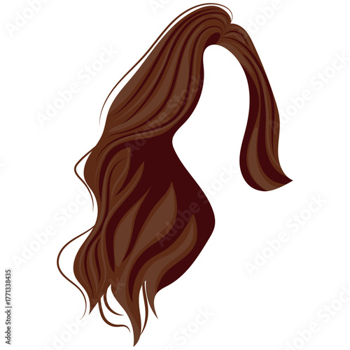 ready-made template of female styling that falls on one side in brown color, for female avatars or portraits