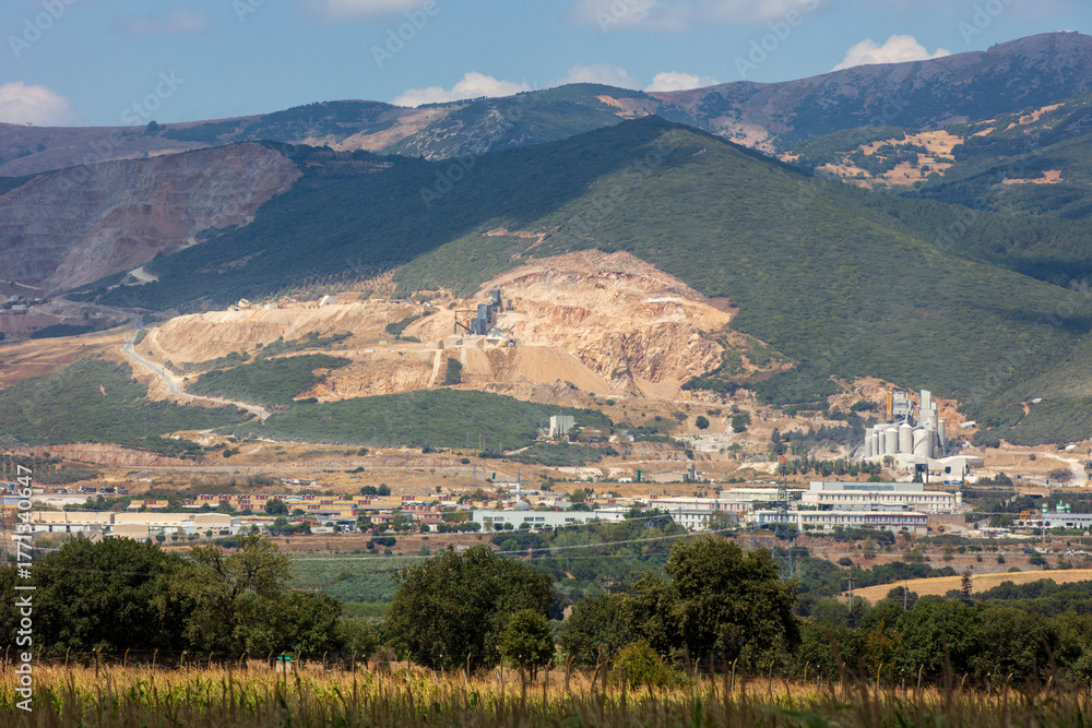 Obraz premium forest mountain and quarry environmental pollution