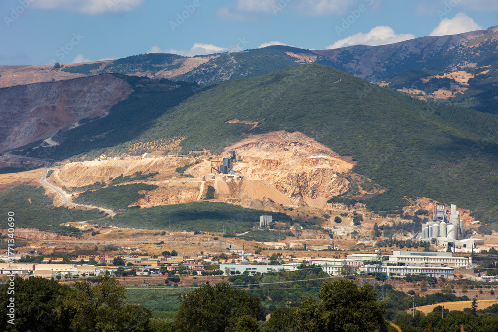 Obraz premium forest mountain and quarry environmental pollution