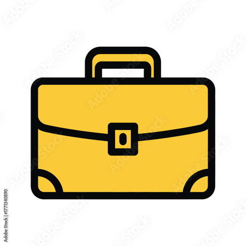 Simple yellow briefcase icon with black outline a professional symbol