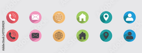 Tableau sur toile “Business & Communication Icon Set – Flat, Minimalist, Modern Vector Icons for W