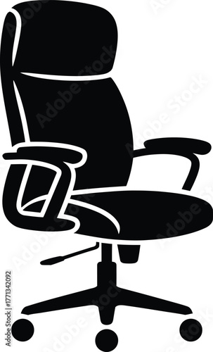 Modern ergonomic office chair silhouette isolated for contemporary workspace design elements vector
