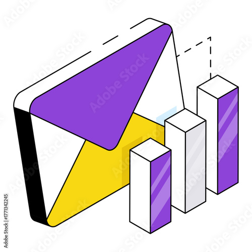Conceptual isometric design icon analytical mail