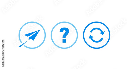Essential digital interaction icons send, help, and refresh symbols for modern user interface design projects