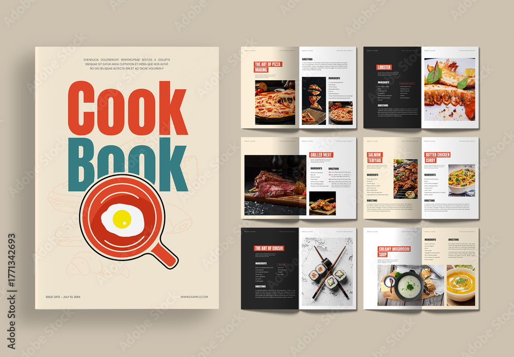 Modern Cookbook and Recipe Magazine Template Stock Template | Adobe Stock