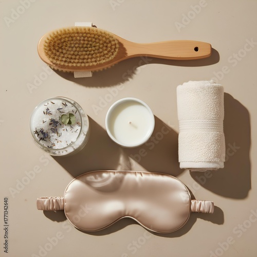 Wallpaper Mural Spa and Wellness Essentials Flat Lay Torontodigital.ca