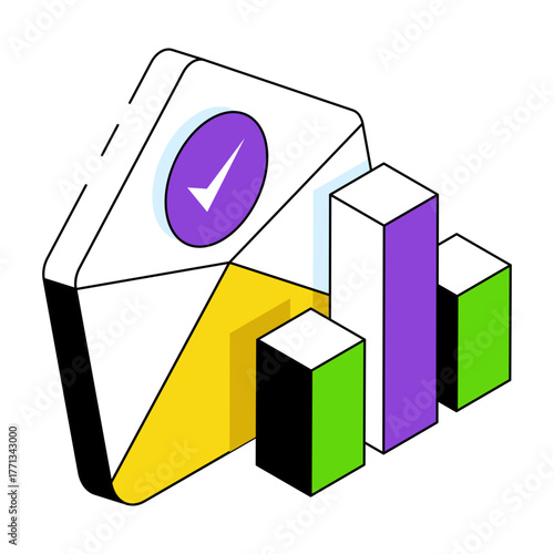 Conceptual isometric design icon business mail