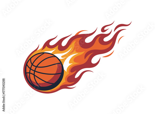 Flaming Basketball Illustration: Dynamic Fire Effect Vector for Sports Graphics.