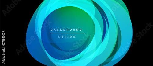 Abstract layered design. Vibrant blue, green hues create circular flow. Modern aesthetic, suitable background element.