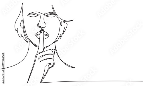 Shhh Continuous Line Drawing of Silence