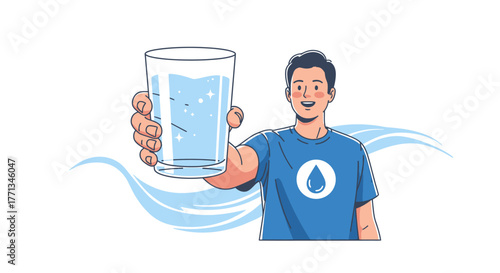 Man Holding Glass of Water.