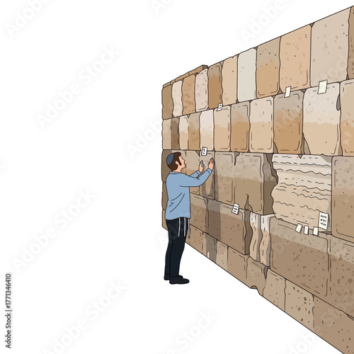 Man praying at the Western Wall.