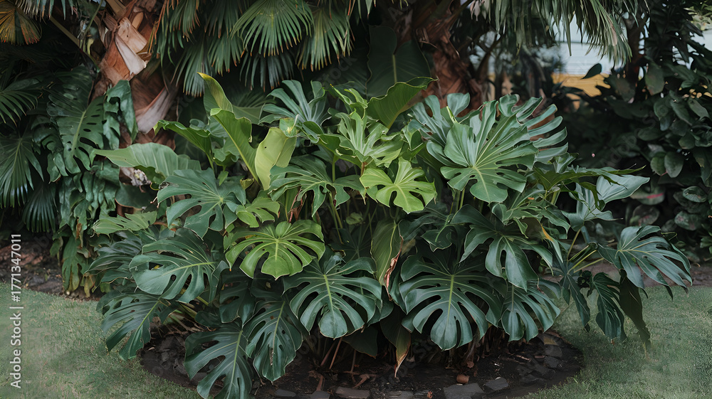 Fototapeta premium Cones on the branches of a green pine tree in a natural forest