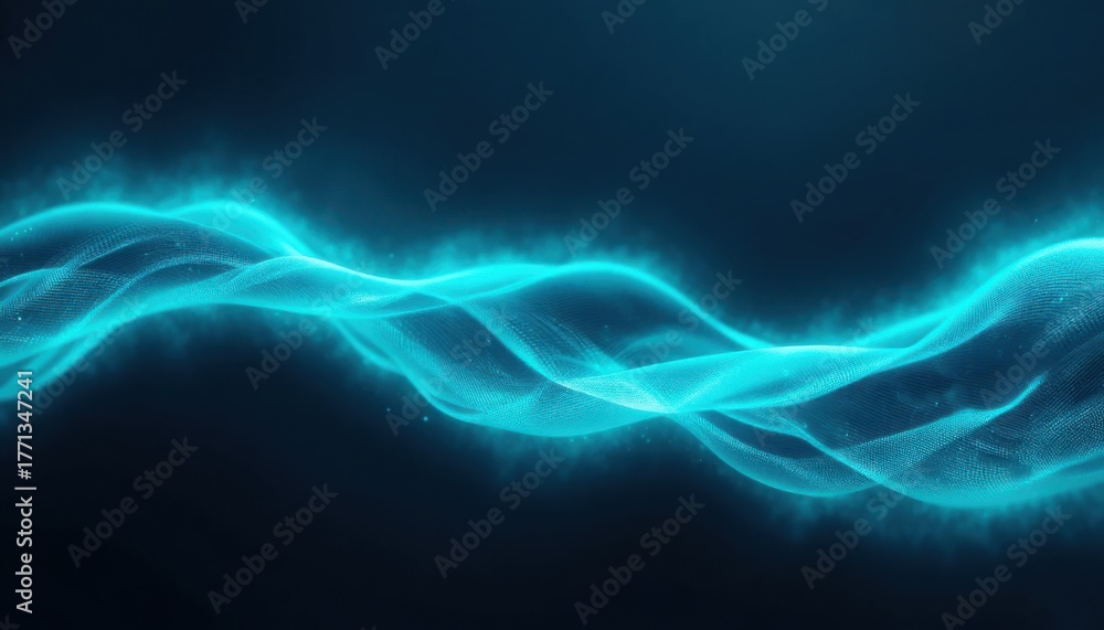Obraz premium Abstract background with turquoise light stripes, soft glow effect, vertical flowing wave pattern, dark modern backdrop.