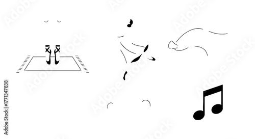 Silhouette Ballet Dancer En Pointe Performing on Stage with Spotlight, Graceful Movement, Elegance in Dance Studio Setting,  Artistic Expression, Classical Performance, Rhythmic Dance, Musicality, Cho