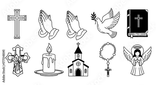 Christian Religious Symbols Illustration for Faith Based Projects, Celebrating Spirituality and Beliefs, Ideal for Church Presentations, Educational Materials, and Religious Artwork, Featuring Crosses