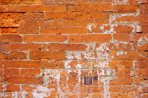 Weathered Brick Wall Texture with Visible Mortar and Rough Surfaces