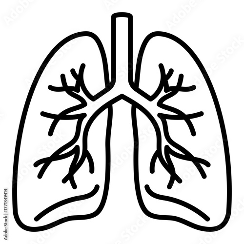 Lungs icon, symbolizing breathing and respiratory health. Represents respiratory system, anatomy, and medicine.