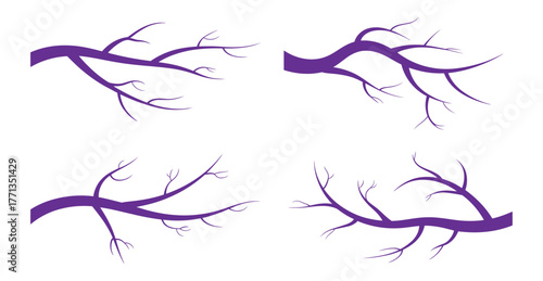 Bring a touch of nature to your designs with these delicate purple branch silhouettes, perfect for adding an organic, whimsical feel to invitations, websites, and branding projects needing a modern, n