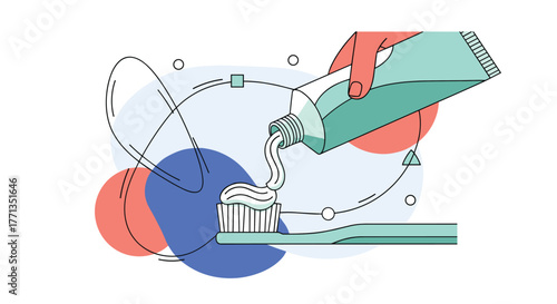 A hand squeezes toothpaste onto a toothbrush, depicting the essential act of daily oral hygiene and self-care.