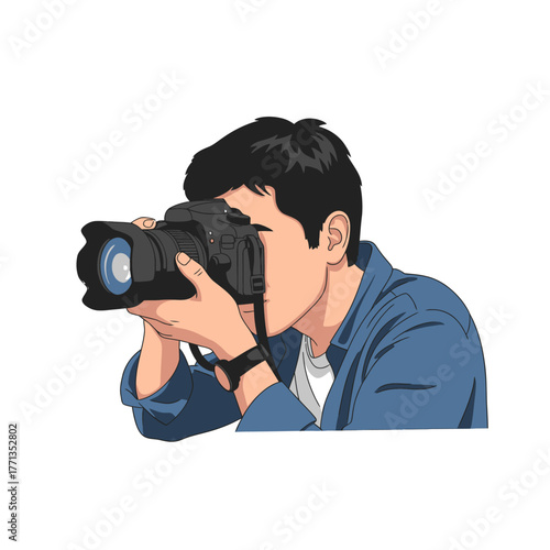 Man taking a photo with a professional camera.