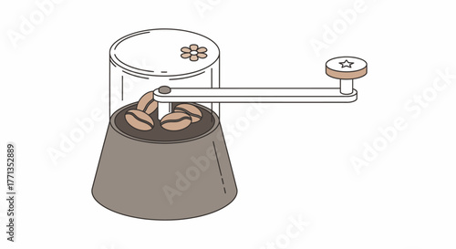 Manual Coffee Grinder with Coffee Beans.