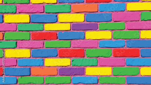 Colorful Brick Wall Illustrator Artwork Banner Background Design Template 