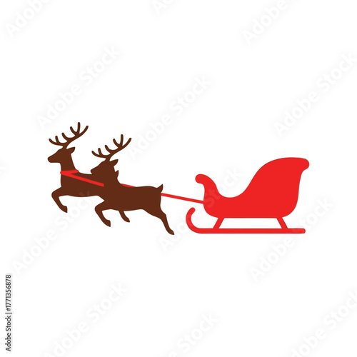 Santa claus sleigh and reindeer christmas holiday transport festive celebration vector