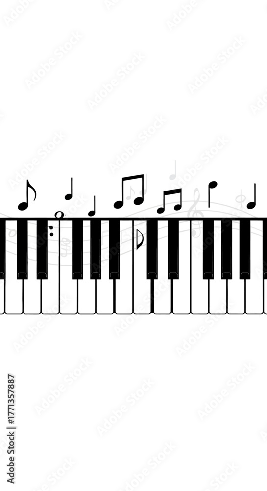 Fototapeta premium Piano Keyboard with Musical Notes.